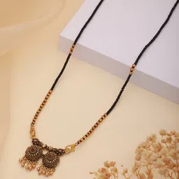 Aadvik Designs Gold-Plated Stone Studded & Beaded Mangalsutra-picture-2