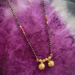 Digital Dress Room Gold-Plated Black & Red Beaded Mangalsutra-46