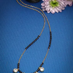 PANASH Gold-Plated American Diamond Studded & Beaded Mangalsutra-18