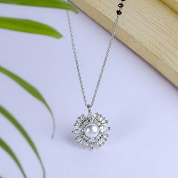 SWASHAA Silver-Plated Stones and Beads Mangalsutra-image-50