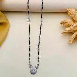 Anouk Silver-Plated American Diamond-Studded and Beaded Mangalsutra-picture-37
