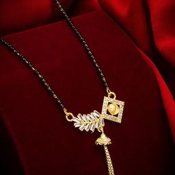 aadita Gold-Toned & Black AD Stone Studded Mangalsutra-image-65