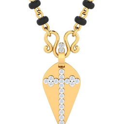 KUBERBOX Ela Cross Minnu  18KT Gold Diamond-Studded Mangalsutra Pendant-0.99gm-15