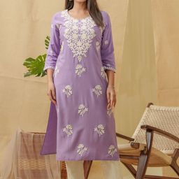 Sangria Ethnic Motifs Embroidered Straight Kurta-image-63