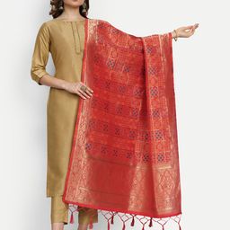 ESCORA Bandhani Woven Design Silk Dupatta-picture-25
