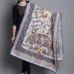 SOUNDARYA Ethnic Motifs Embroidered Thread Work Jamdani Silk Dupatta-picture-26