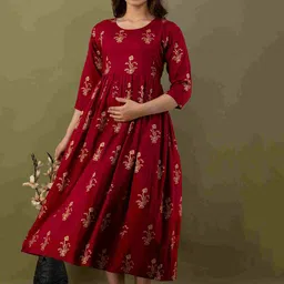 Mialo fashion Floral Printed Maternity Fit & Flare Cotton Ethnic Dress-picture-18