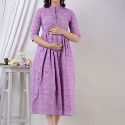 VARICOS Women Geometric Thread Work Maternity Kurta-picture-11