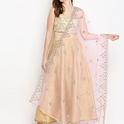 Dupatta Bazaar Pink Ethnic Motifs Embroidered Dupatta with Mirror Work-image-37
