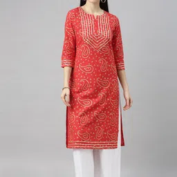 KALINI Bandhani Printed Straight Kurta-image-38