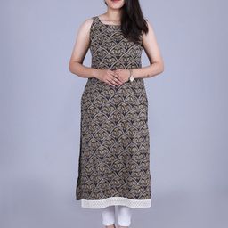 JAIPURFAME Ethnic Motifs Printed Thread Work Sleeveless Kurta-image-28