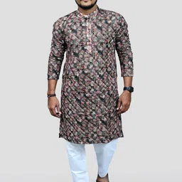 VILLAIN Geometric Embroidered Sequinned Straight Kurta-picture-4