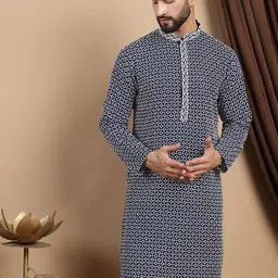 Anouk Printed Embroidered Mandarin Collar Cotton Straight Kurta-picture-43