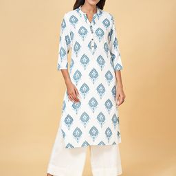 RANGMANCH BY PANTALOONS Ethnic Motifs Printed Mandarin Collar A-Line Kurta-image-53