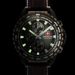 SWISS MILITARY HANOWA Men Textured Dial & Leather Straps Chronograph Watch SMWGC0001840-56