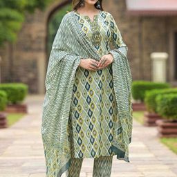 SHIJILA Women Printed Regular Kurta with Trousers & With Dupatta-image-22