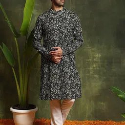 AKS Floral Printed Kantha Work Pure Cotton Kurta-picture-41