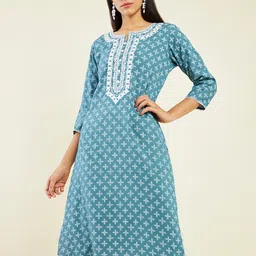 Soch Ethnic Motifs Printed Thread Work Kurta-picture-28