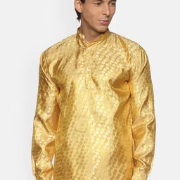 Sethukrishna Men Gold-Toned Ethnic Motifs Art Silk Kurta-picture-27