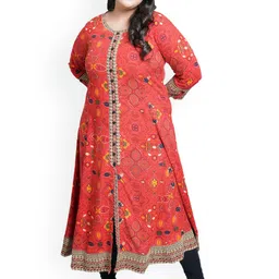 KALINI Floral Printed Plus Size Anarkali Kurta-45