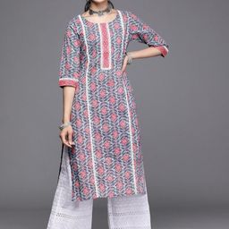 Kairab Floral Printed Round Neck Straight Kurta-picture-57
