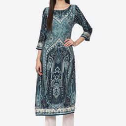 Biba Women Teal Ethnic Motifs Printed Kurta-29