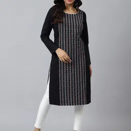 AURELIA Women Black Geometric Kurta-image-85