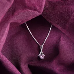 Clara 925 Sterling Silver Rhodium-plated CZ-studded Pendant With Chain-45