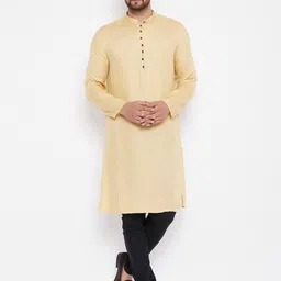 even Men Gold-Toned Solid Kurta-image-49