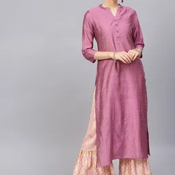 Varanga Women Pink Thread Work Dobby Kurta-image-15