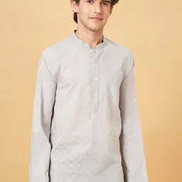 indus route by Pantaloons Geometric Woven Design Dobby Weave Pure Cotton Short Kurta-image-41