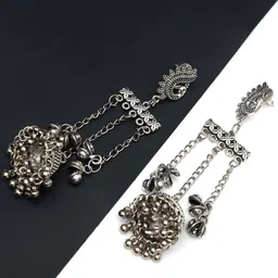 Ozanoo Silver-Plated Classic Jhumkas Earrings-15