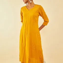 Soch Round Neck Thread Work Embroidered Kurta-picture-17