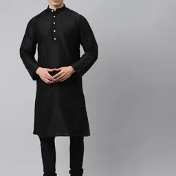 Tulsattva Men Black Kurta with Churidar-image-45