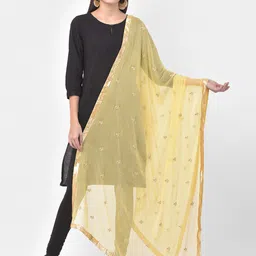 Pistaa Beige & Gold-Toned Embroidered Dupatta with Gotta Patti-15