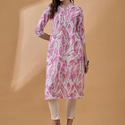 all about you Floral Printed Mandarin Collar Straight Kurta-15