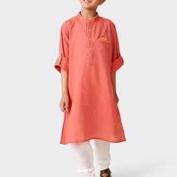 Fabindia Boys Band Collar Cotton Kurta-picture-49
