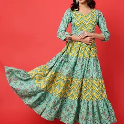 WOMENCLICK Women Chevron Printed Flared Sleeves Floral Kurta-picture-41