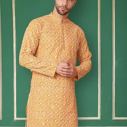 Jompers Geometric Embroidered Mandarin Collar Chikankari Straight Kurta-image-40