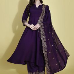 KALINI Women Empire Thread Work Kurta with Palazzos & With Dupatta-picture-10