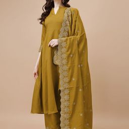 KALINI Women Embroidered Empire Thread Work Kurta with Palazzos & With Dupatta-52