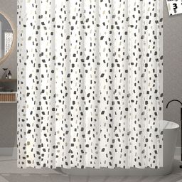 Kuber Industries 3-Pcs White & Green LeafPrinted Quick Dry Shower Curtains With 12 Rings-55