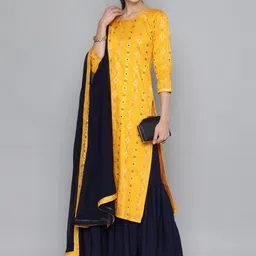Kvsfab Woven Design Gotta Patti Kurta with Sharara & With Dupatta image 1
