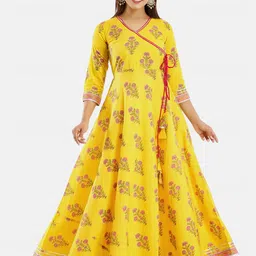 PARCHHAI Women Yellow Floral Printed Floral Anarkali Kurta-10