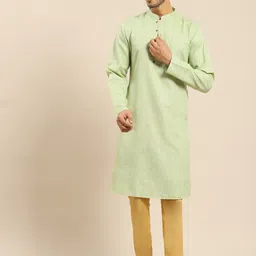 Amodh by Kisah Men Lime Green Pathani Kurta-15