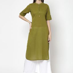 KALINI Mandarin Collar Roll-Up Sleeves Kurta-picture-17