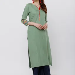 Vishudh Women Green Straight Kurta-picture-19
