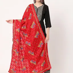 Moda Chales Conversational Embroidered Phulkari Dupatta-image-31