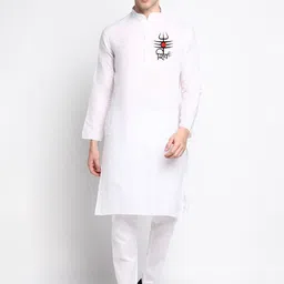 DEVOILER Ethnic Motifs Printed Band Collar Long Sleeve Straight Kurta-picture-20