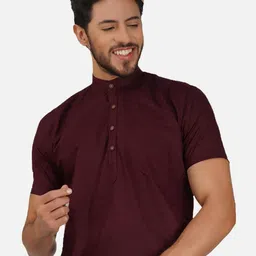 BASE 41 Striped Cotton Band Collar Kurta-image-91